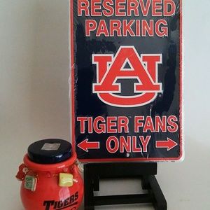 Auburn Tin Parking Sign & Ceramic Fund Jar